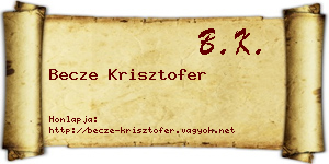 Becze Krisztofer névjegykártya